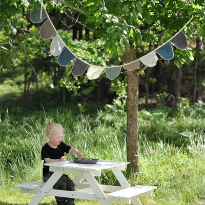 Slub Cotton Banner Pull Flowers Nordic Gyermekszoba Dekoráció Füzér falra akasztott díszek Bölcsődei parti dekoráció fotó kellékek
