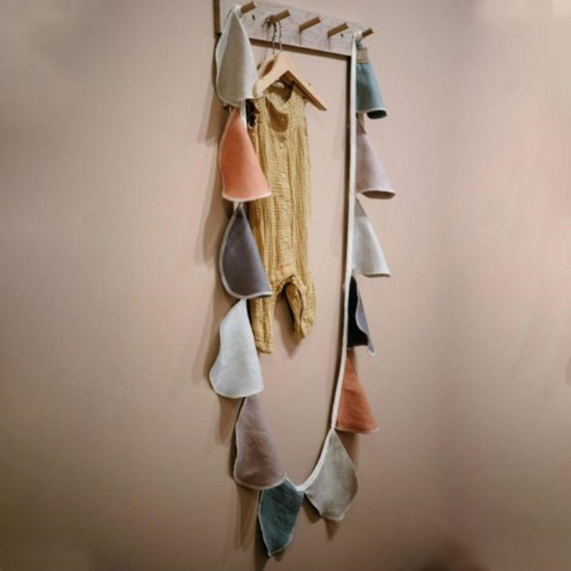 Slub Cotton Banner Pull Flowers Nordic Gyermekszoba Dekoráció Füzér falra akasztott díszek Bölcsődei parti dekoráció fotó kellékek