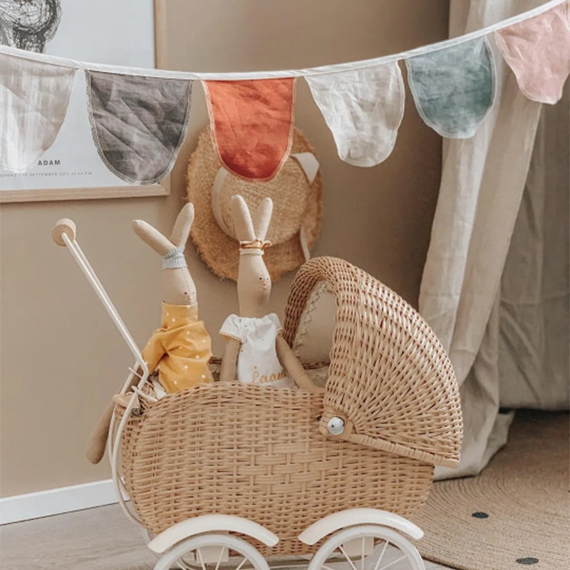 Slub Cotton Banner Pull Flowers Nordic Gyermekszoba Dekoráció Füzér falra akasztott díszek Bölcsődei parti dekoráció fotó kellékek