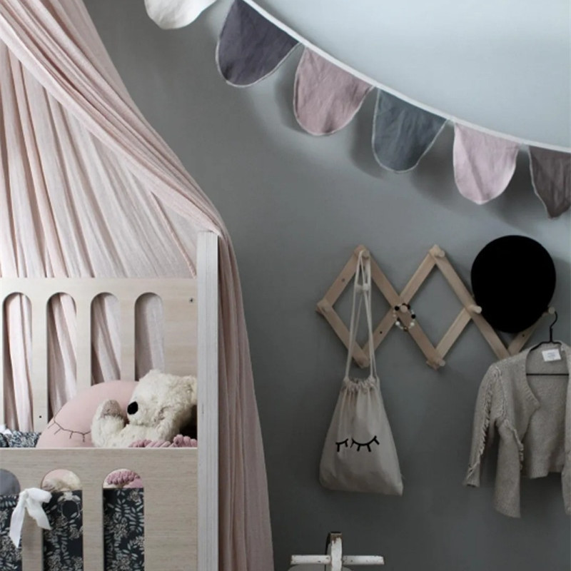 Slub Cotton Banner Pull Flowers Nordic Gyermekszoba Dekoráció Füzér falra akasztott díszek Bölcsődei parti dekoráció fotó kellékek