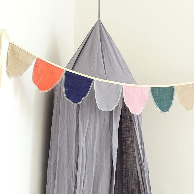 Slub Cotton Banner Pull Flowers Nordic Gyermekszoba Dekoráció Füzér falra akasztott díszek Bölcsődei parti dekoráció fotó kellékek