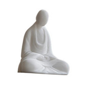 Mini statuie Buddha din ceramică albă Statuie Buddha călugăr care meditație Decorarea casei în stil Zen Accesorii pentru peisaj în miniatură