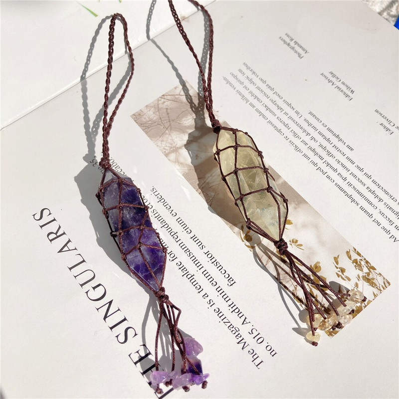 Természetes citrin ametiszt kristály függő dekorációk kvarc kövek hegyes pálca gyógyító kő energia autótáska otthoni dekoráció