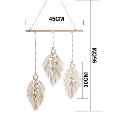 Bohemiškas rankų darbo makramo pakabinamas sieninis pynimo lapų gobeleno dekoras Šiaurės stiliaus svetainės miegamojo galvūgalio dekoravimo priedai