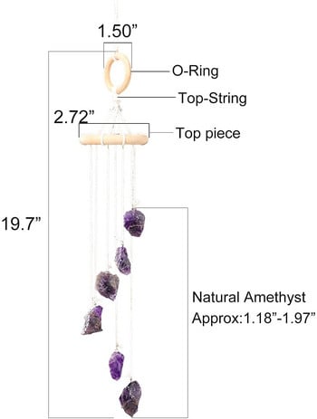 Φυσική κρυστάλλινη πέτρα Wind Dream Catcher Rough Raw Quartz Κρεμαστό κρεμαστό Διακόσμηση σπιτιού Στολίδι παράθυρου Healing Boho Διακόσμηση υπνοδωματίου