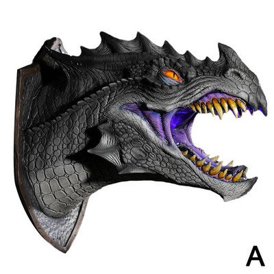 Dragon Legends Prop 3D Sculptură de dinozaur montată pe perete Articole de artă Decor pentru petreceri de perete Sculptură acasă Halloween Ga X4A8