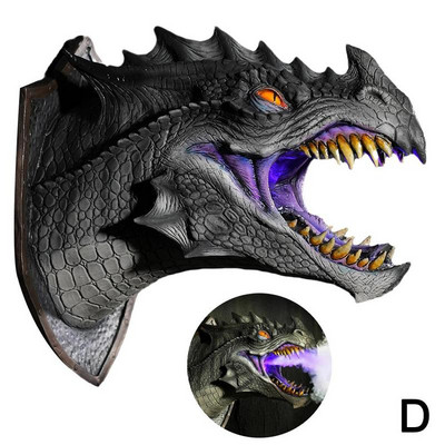Dragon Legends Prop 3D Sculptură de dinozaur montată pe perete Articole de artă Decor pentru petreceri de perete Sculptură acasă Halloween Ga X4A8