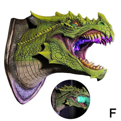 Dragon Legends Prop 3D Sculptură de dinozaur montată pe perete Articole de artă Decor pentru petreceri de perete Sculptură acasă Halloween Ga X4A8