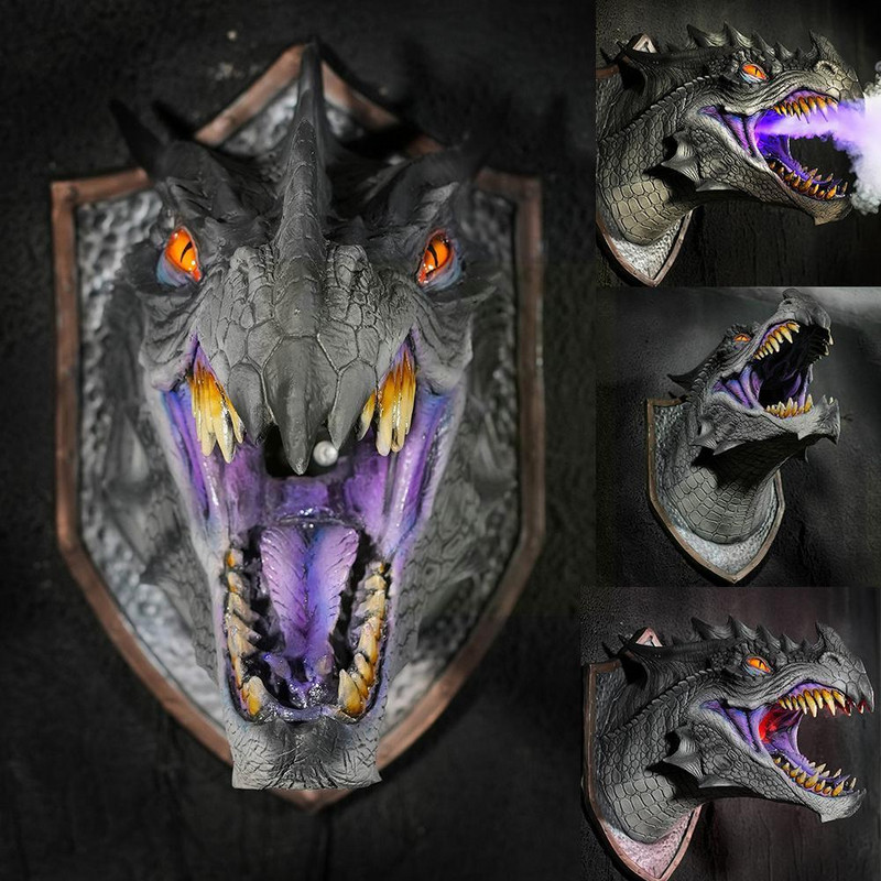 Dragon Legends Prop 3D Sculptură de dinozaur montată pe perete Articole de artă Decor pentru petreceri de perete Sculptură acasă Halloween Ga X4A8