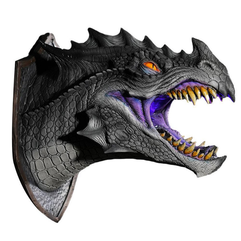 Dragon Legends Prop 3D Sculptură de dinozaur montată pe perete Articole de artă Decor pentru petreceri de perete Sculptură acasă Halloween Ga X4A8