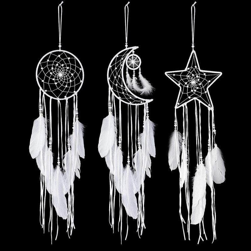 3 darabos Dream Catcher Moon Sun Star White Design Nordic szobadekorációhoz falra akasztható lakberendezési ajándék