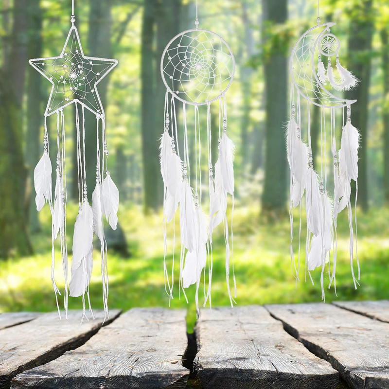 3 darabos Dream Catcher Moon Sun Star White Design Nordic szobadekorációhoz falra akasztható lakberendezési ajándék