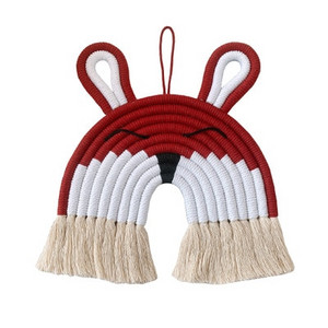 Decorativ pentru agățat de perete de iepure gri curcubeu de macrame lucrat manual pentru decorațiuni boho, decor acasă, cameră pentru copii, pandantiv suspendat pentru petrecere de duș