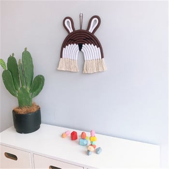 Χειροποίητο Macrame Rainbow Rainbow Grey Rabbit Κρεμαστό Κρεμαστό Κρεμαστό για το σπίτι Boho Παιδικό Δωμάτιο Baby Shower Party Κρεμαστό