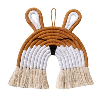 Χειροποίητο Macrame Rainbow Rainbow Grey Rabbit Κρεμαστό Κρεμαστό Κρεμαστό για το σπίτι Boho Παιδικό Δωμάτιο Baby Shower Party Κρεμαστό