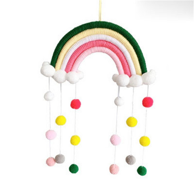 Decorativ pentru agățat de perete de iepure gri curcubeu de macrame lucrat manual pentru decorațiuni boho, decor acasă, cameră pentru copii, pandantiv suspendat pentru petrecere de duș