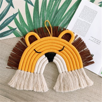 Decorativ pentru agățat de perete de iepure gri curcubeu de macrame lucrat manual pentru decorațiuni boho, decor acasă, cameră pentru copii, pandantiv suspendat pentru petrecere de duș