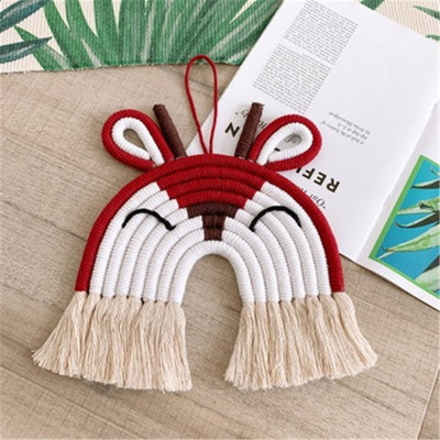 Decorativ pentru agățat de perete de iepure gri curcubeu de macrame lucrat manual pentru decorațiuni boho, decor acasă, cameră pentru copii, pandantiv suspendat pentru petrecere de duș