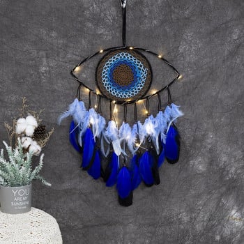 Evil Eye Dream Catcher Για Κρεβατοκάμαρα με Φωτάκια Ονειροπαγίδες Κρεμαστά στον τοίχο Μάγισσα Σκοτεινή διακόσμηση Γοτθική Ονειροπαγίδες τοίχου Δώρο χειροτεχνίας