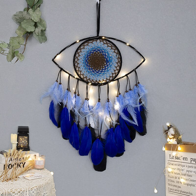 Evil Eye Dream Catcher Για Κρεβατοκάμαρα με Φωτάκια Ονειροπαγίδες Κρεμαστά στον τοίχο Μάγισσα Σκοτεινή διακόσμηση Γοτθική Ονειροπαγίδες τοίχου Δώρο χειροτεχνίας