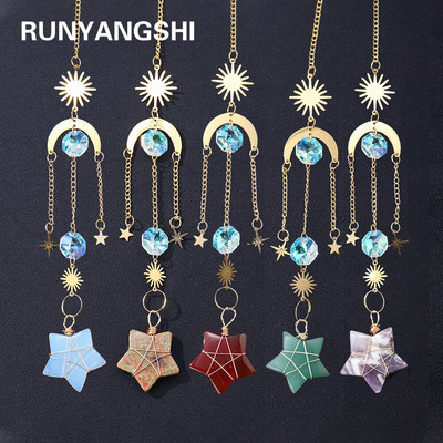 Runyangshi 1 τμχ Sun Catchers Wind Chime Κρεμαστό με φυσικό κρύσταλλο αστέρι Αμέθυστος Δώρο για τη γιορτή της μητέρας