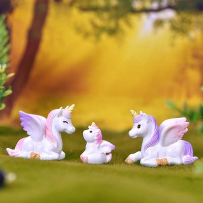 4τμχ Unicorn Love Horse Figurine Στολίδι Κήπος Νεράιδα Διακόσμηση Γυαλί DIY Αξεσουάρ Διακόσμηση σπιτιού Μινιατούρα Δώρο για την Ημέρα του Αγίου Βαλεντίνου