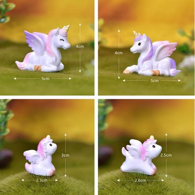 4db Unikornis szerelmes ló figura dísz Kert tündér dekor Üveg barkács kiegészítők lakberendezési miniatűr Valentin napi ajándék