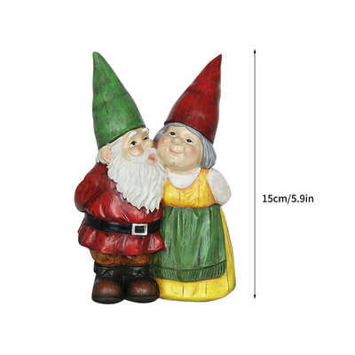 Κήπος Gnome αγάλματα Ειδώλιο Ρητίνη Τέχνη Διακόσμηση επιφάνειας εργασίας Δώρα Gnome ζευγάρι Γλυπτό εξωτερικού χώρου Διακόσμηση σπιτιού Διακοσμητικά χειροτεχνία