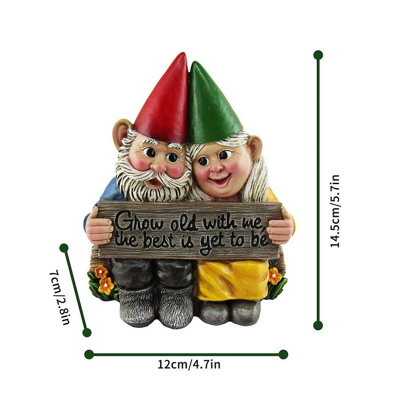 Κήπος Gnome αγάλματα Ειδώλιο Ρητίνη Τέχνη Διακόσμηση επιφάνειας εργασίας Δώρα Gnome ζευγάρι Γλυπτό εξωτερικού χώρου Διακόσμηση σπιτιού Διακοσμητικά χειροτεχνία