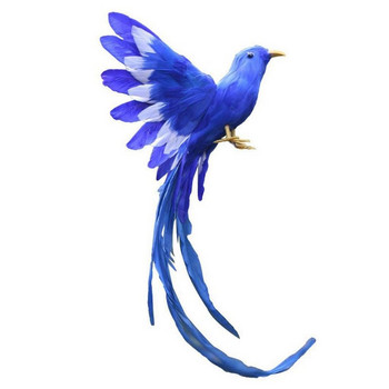 Изкуствени птичи пера Пластмасова фигурка Пейзаж Орнамент Градински декор Коледа Направи си сам Хелоуин - #2 (синя опашка), 28 * 5 * 3 см