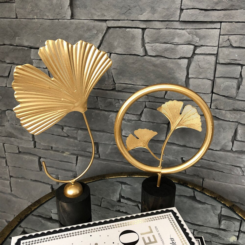 Μοντέρνα διακόσμηση σπιτιού αξεσουάρ γραφείου για πιάτα σαλονιού αγάλματα διακόσμησης σπιτιού Φύλλα Άγαλμα μινιατούρα μεταλλικά στολίδια