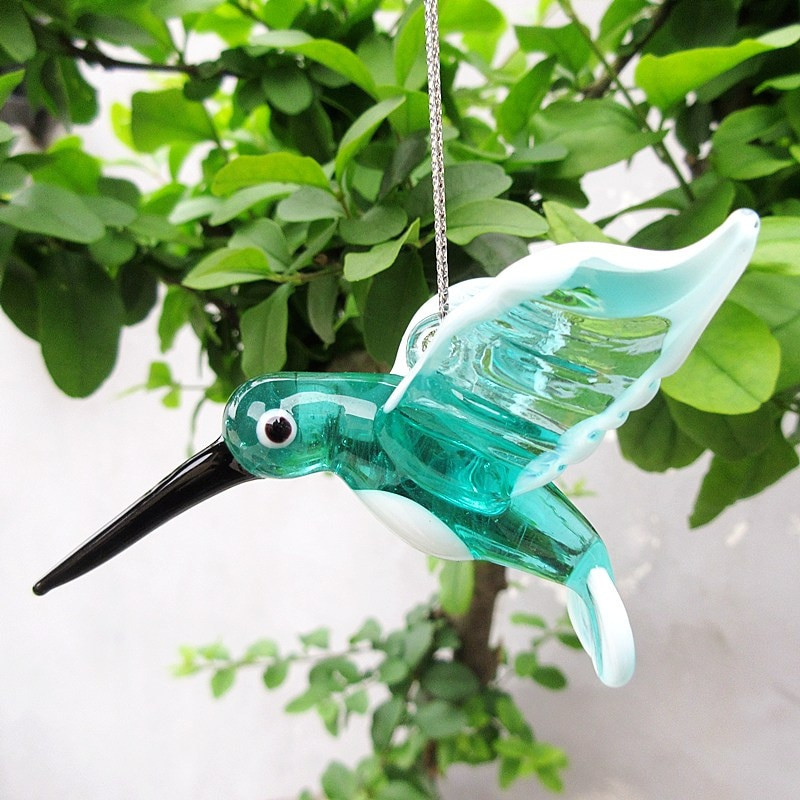 Húsvéti dekorációs kellékek Függő Üveg Kolibri Figurák Díszek Aranyos Élénk Madár Állat Medálok Kerti dekor kiegészítők