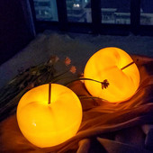 LED áttetsző alma dekoráció minimalista nappali boros szekrény otthoni kerámia gyümölcs dekor asztali díszek éjszakai fény