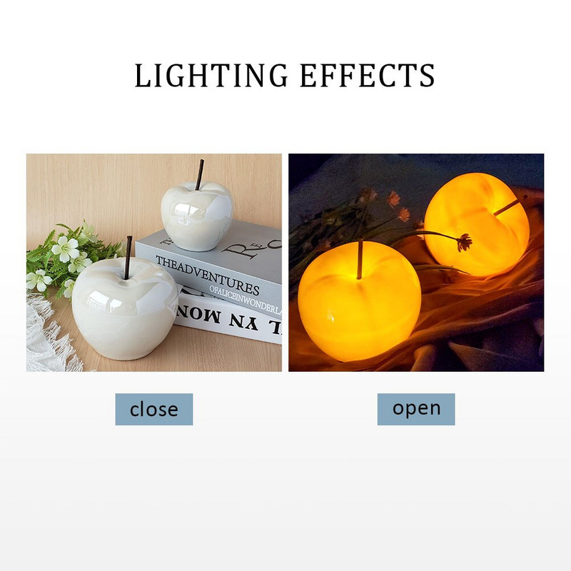 LED áttetsző alma dekoráció minimalista nappali boros szekrény otthoni kerámia gyümölcs dekor asztali díszek éjszakai fény