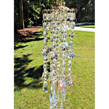 Crystal Windchime Maan Zon Catcher Στολίδι Κρεμαστό ουράνιο τόξο Chaser Κήπος Wind Chime Παράθυρο κρεμαστό φως διακόσμηση σπιτιού Δώρο