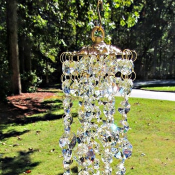 Crystal Windchime Maan Zon Catcher Στολίδι Κρεμαστό ουράνιο τόξο Chaser Κήπος Wind Chime Παράθυρο κρεμαστό φως διακόσμηση σπιτιού Δώρο