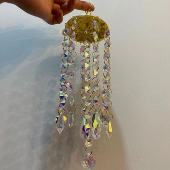 Crystal Windchime Maan Zon Catcher Στολίδι Κρεμαστό ουράνιο τόξο Chaser Κήπος Wind Chime Παράθυρο κρεμαστό φως διακόσμηση σπιτιού Δώρο