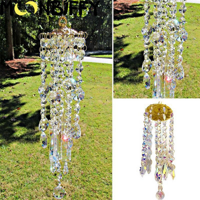 Crystal Windchime Maan Zon Catcher Στολίδι Κρεμαστό ουράνιο τόξο Chaser Κήπος Wind Chime Παράθυρο κρεμαστό φως διακόσμηση σπιτιού Δώρο