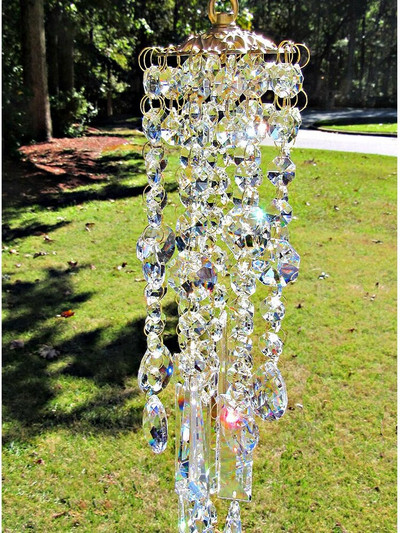 Crystal Windchime Maan Zon Catcher Dísz medál Szivárvány Chaser Kerti Szélcsengő Ablak Lógó Világos Otthoni Dekorációs Ajándék