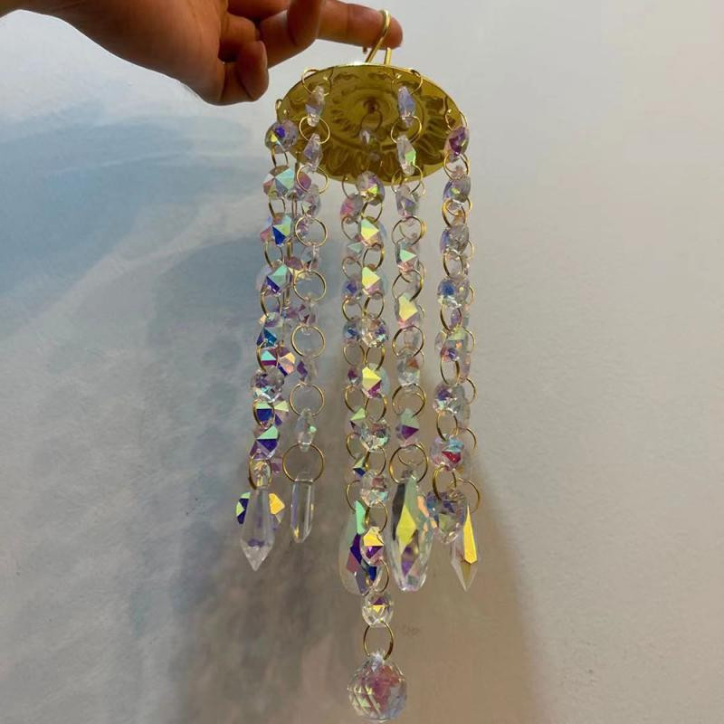 Crystal Windchime Maan Zon Catcher Dísz medál Szivárvány Chaser Kerti Szélcsengő Ablak Lógó Világos Otthoni Dekorációs Ajándék