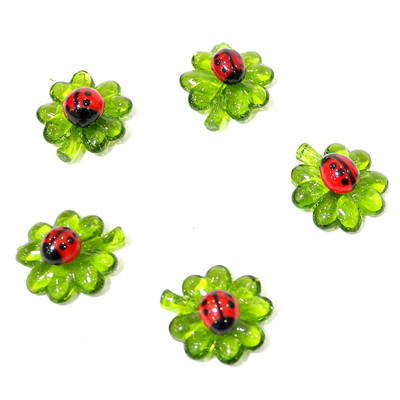 5 bucăți mini ornament de sticlă lucrat manual, cu frunze norocoase, cu figurină drăguță de gărgăriță, grădina zână, accesorii pentru decorarea casei