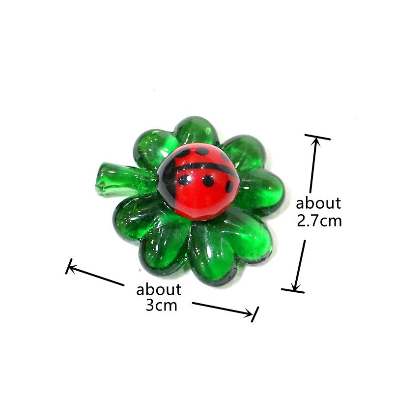 5 bucăți mini ornament de sticlă lucrat manual, cu frunze norocoase, cu figurină drăguță de gărgăriță, grădina zână, accesorii pentru decorarea casei
