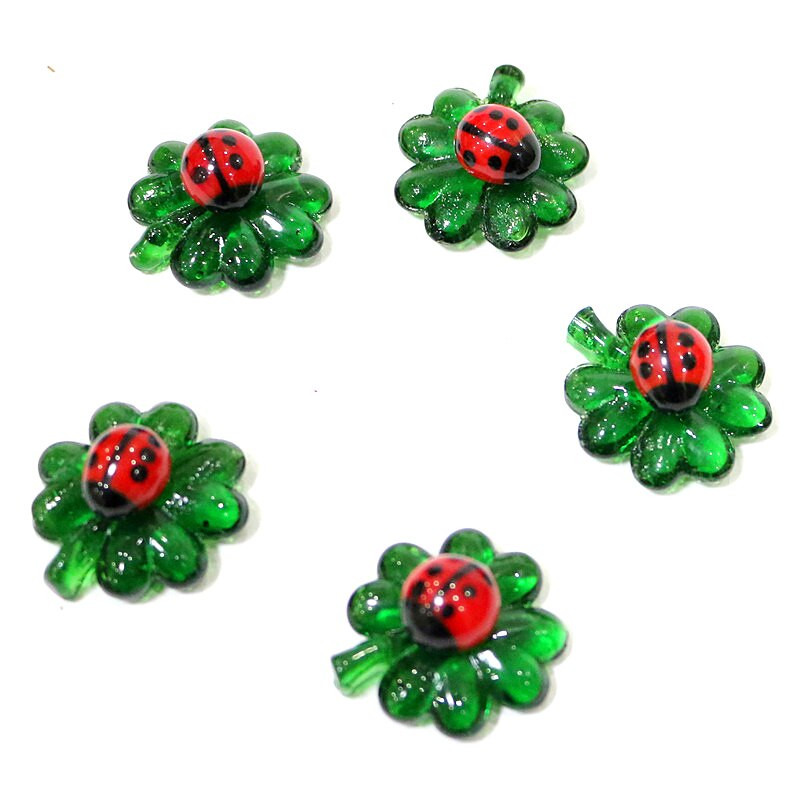 5 bucăți mini ornament de sticlă lucrat manual, cu frunze norocoase, cu figurină drăguță de gărgăriță, grădina zână, accesorii pentru decorarea casei