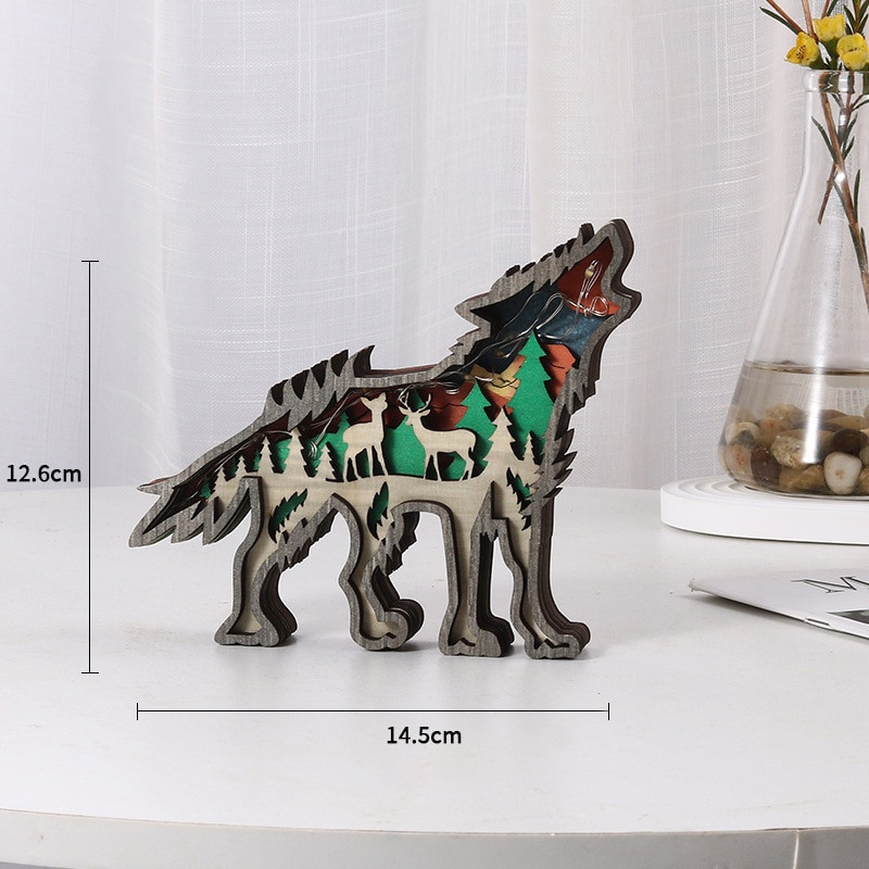 Fából készült állatdíszek Led fény 3D üreges faragás Otthon Szoba dekoráció Figurák Kézműves Irodai Asztal Hálószoba Dekorációs Kiegészítők