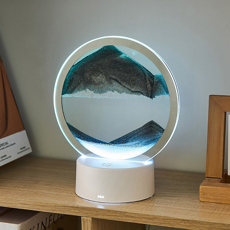 Luxus lakásdekoráció mozgó homok művészet 3D homokóra homokos festmény dekoráció mozgó homok kép Art óra dinamikus kijelző