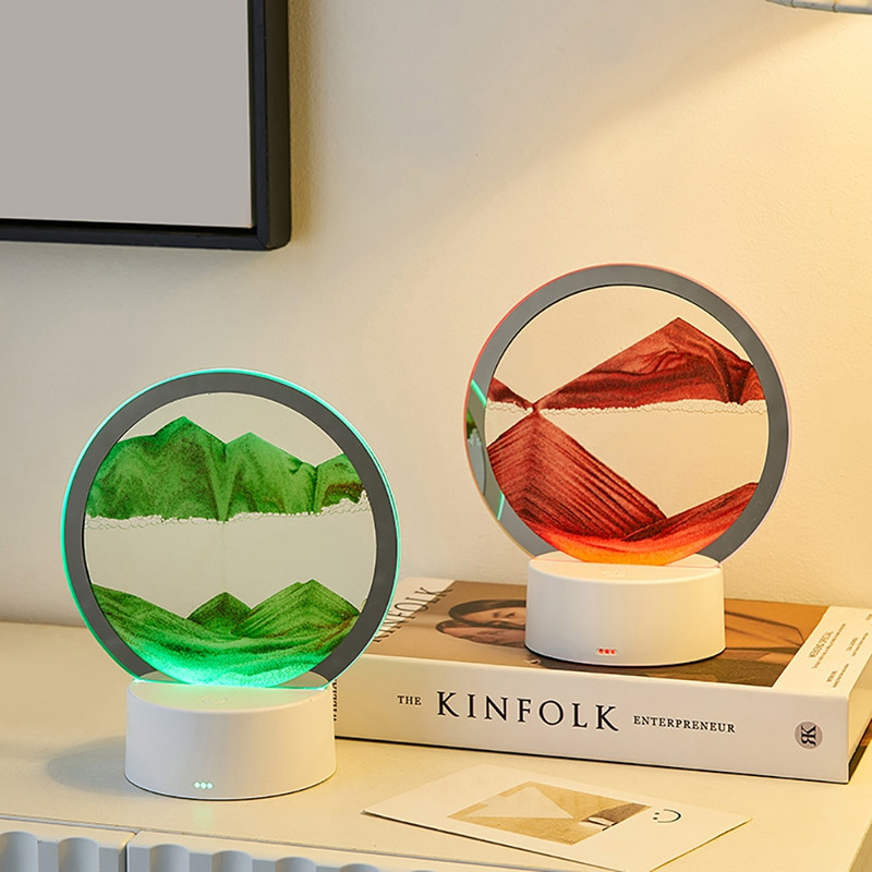 Luxus lakásdekoráció mozgó homok művészet 3D homokóra homokos festmény dekoráció mozgó homok kép Art óra dinamikus kijelző