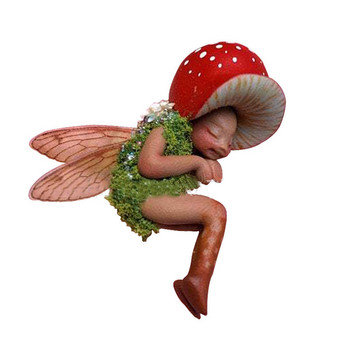 Μίνι μανιτάρι ύπνου άγαλμα νεράιδα ζωγραφισμένο στο χέρι Στολίδι χειροτεχνίας από ρητίνη για τον κήπο του σπιτιού Διακόσμηση γραφείου Χειροτεχνία για παιδιά Μικρά δώρα