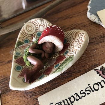 Μίνι μανιτάρι ύπνου άγαλμα νεράιδα ζωγραφισμένο στο χέρι Στολίδι χειροτεχνίας από ρητίνη για τον κήπο του σπιτιού Διακόσμηση γραφείου Χειροτεχνία για παιδιά Μικρά δώρα