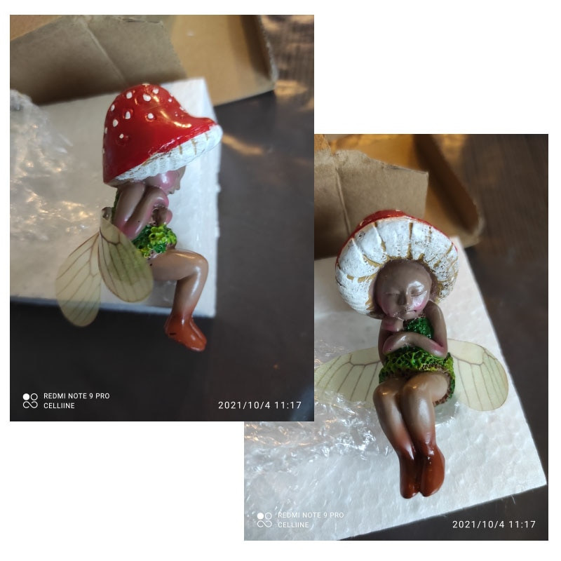 Mini statuie zână ciuperci adormite pictate manual din rășină Artizanat ornament pentru acasă, grădină, birou, decorare, meșteșug, cadouri mici pentru copii