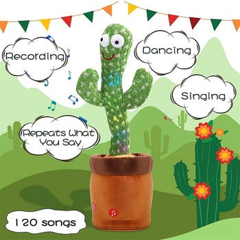 Bluetooth танцуващ кактус 60/120 песни високоговорител говорещ usb таксуван глас повторение плюшен кактус играчка танц плюшена играчка бебе момичета